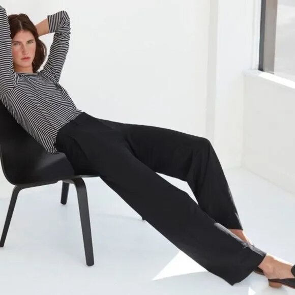 Everlane Wide Leg Pants Triacetate Trousers Full Lenght Black Size 00 - Picture 1 of 11